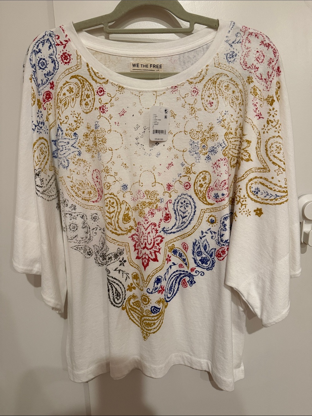We The Free Heirloom Printed Tee with Multicolor Paisley Print